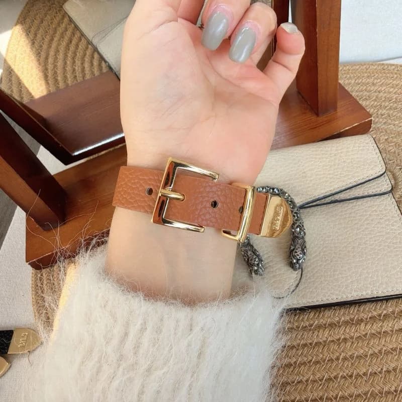 Mishali M24009 Genuine Caramel Leather Belt Coffee Face – view 2
