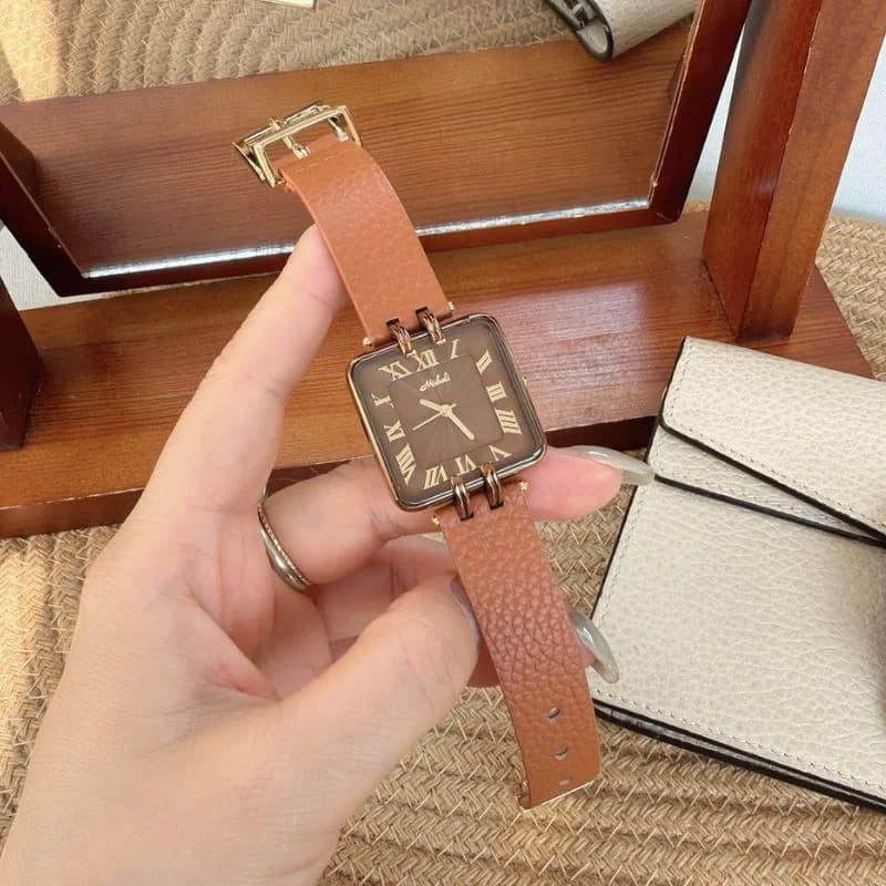 Mishali M24009 Genuine Caramel Leather Belt Coffee Face – view 3