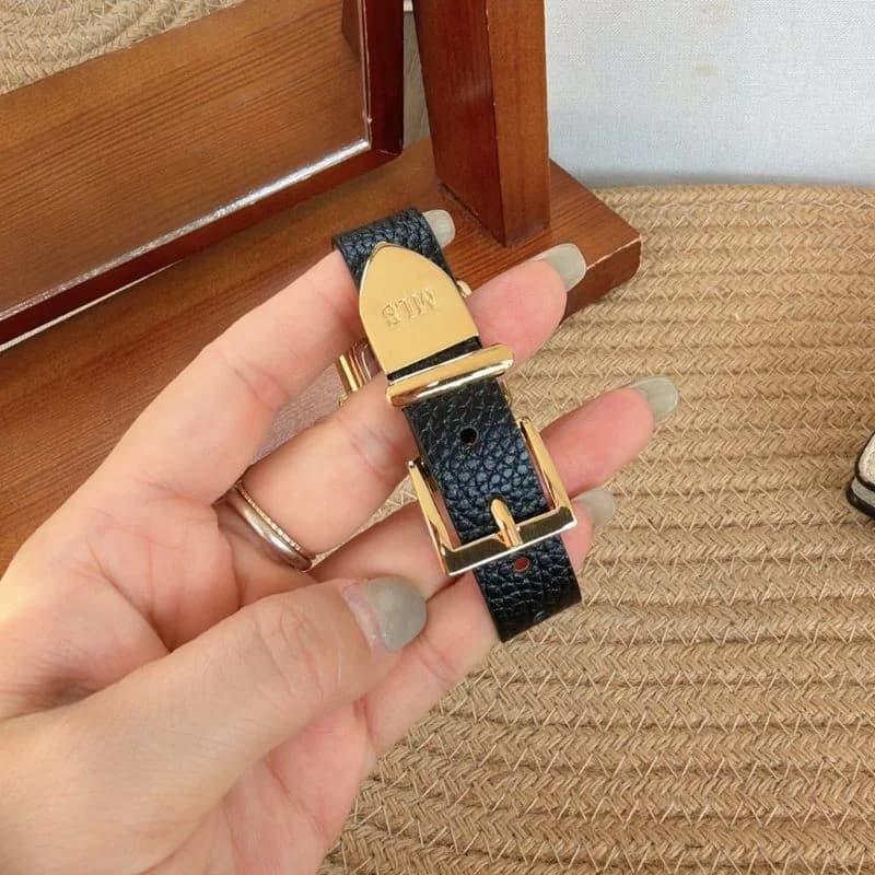Mishali M24009 Genuine Black Leather Belt Black Face – view 2