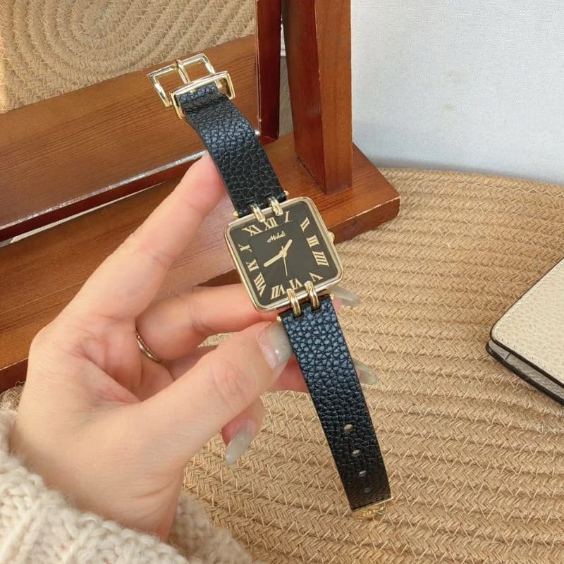 Mishali M24009 Genuine Black Leather Belt Black Face – view 3