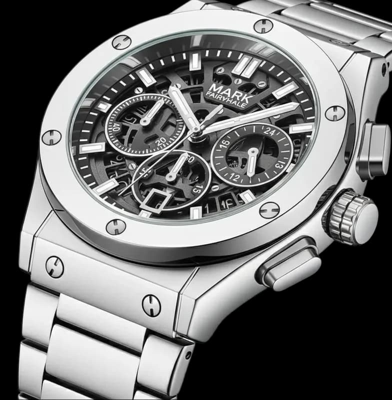 Fairwhale FW-5037 Silver Bracelet Black Face- Chronograph – view 2