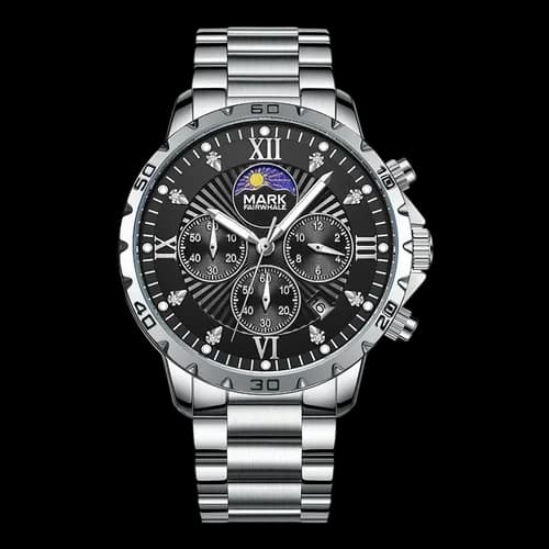 Fairwhale FW-5048 Classitor Silver Bracelet Black Face- Moon Phase Chronograph