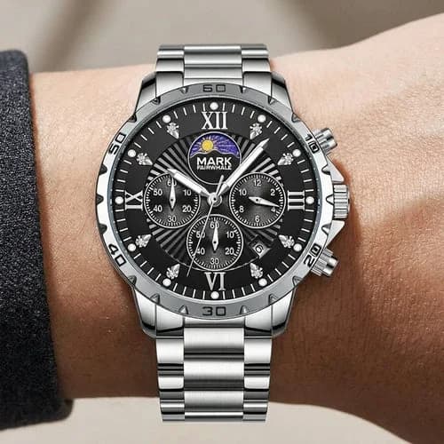 Fairwhale FW-5048 Classitor Black Bracelet Black Face- Moon Phase Chronograph – view 2
