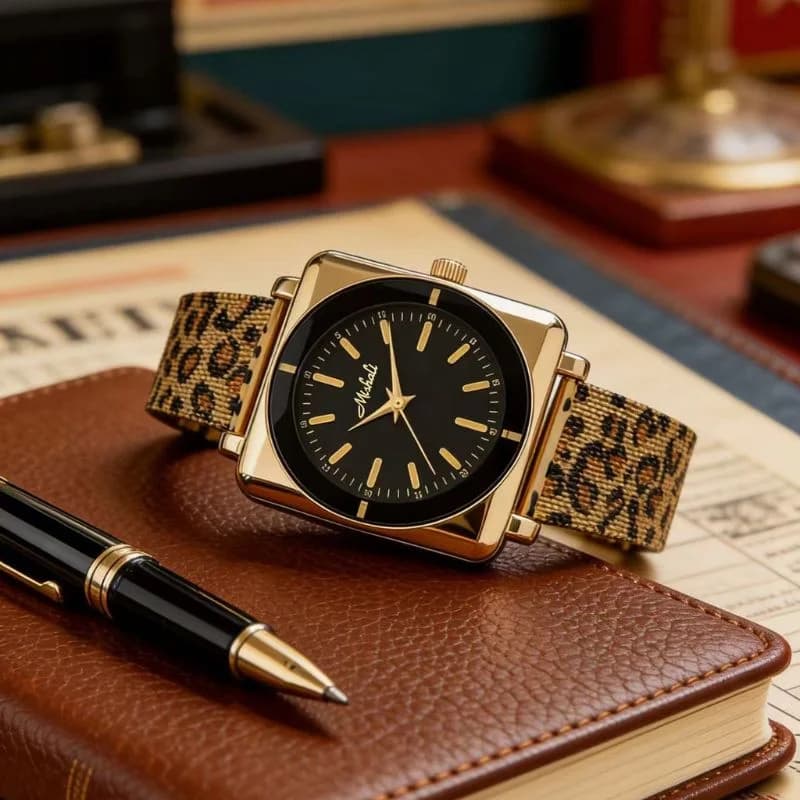 MishaLi M13539- Golden Leopard Bracelet Black Face